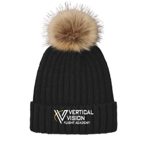 Vertical Vision Faux Fur Pom Beanie