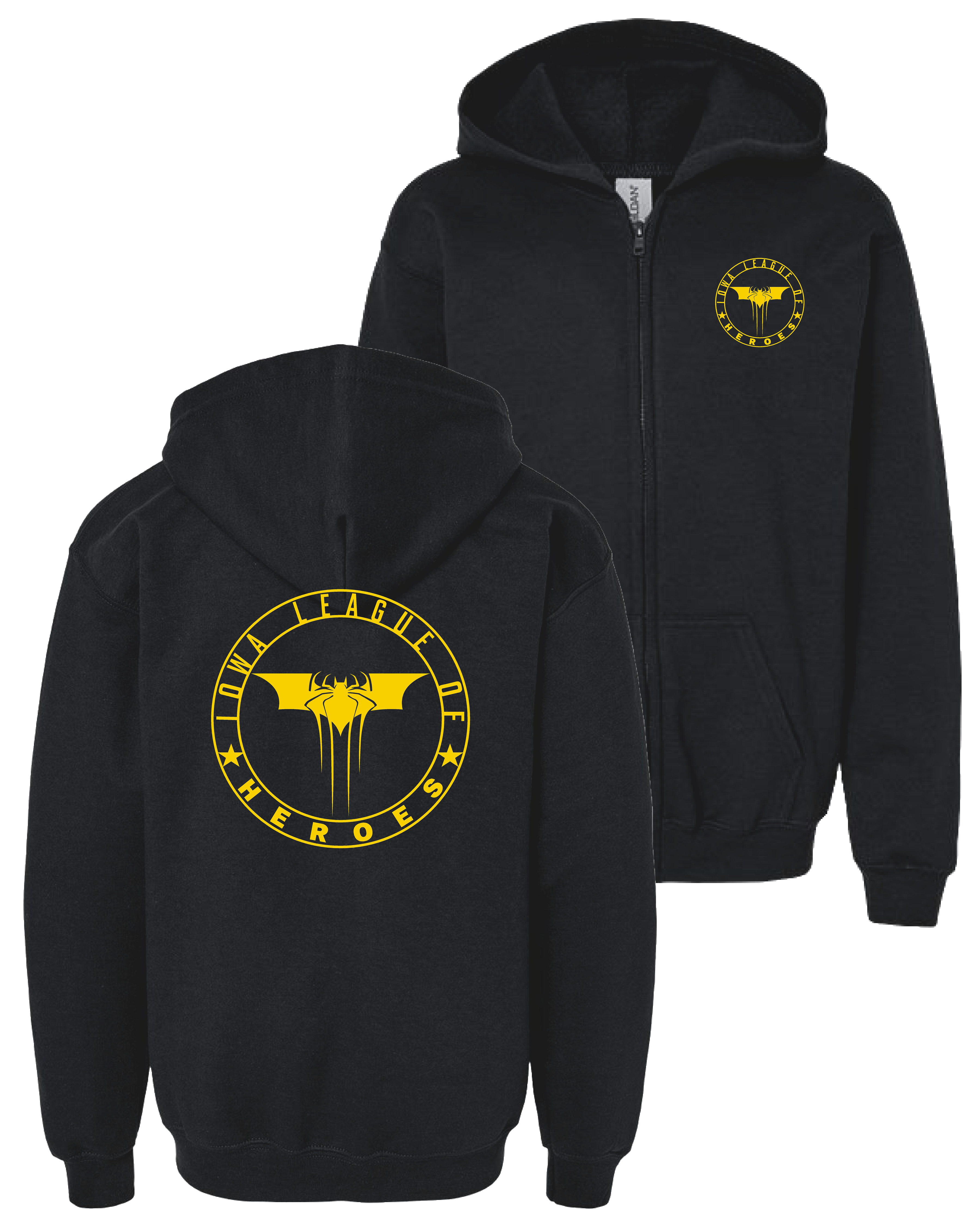 Iowa League of Heroes Badge Youth Full-Zip Hooded Sweatshirt